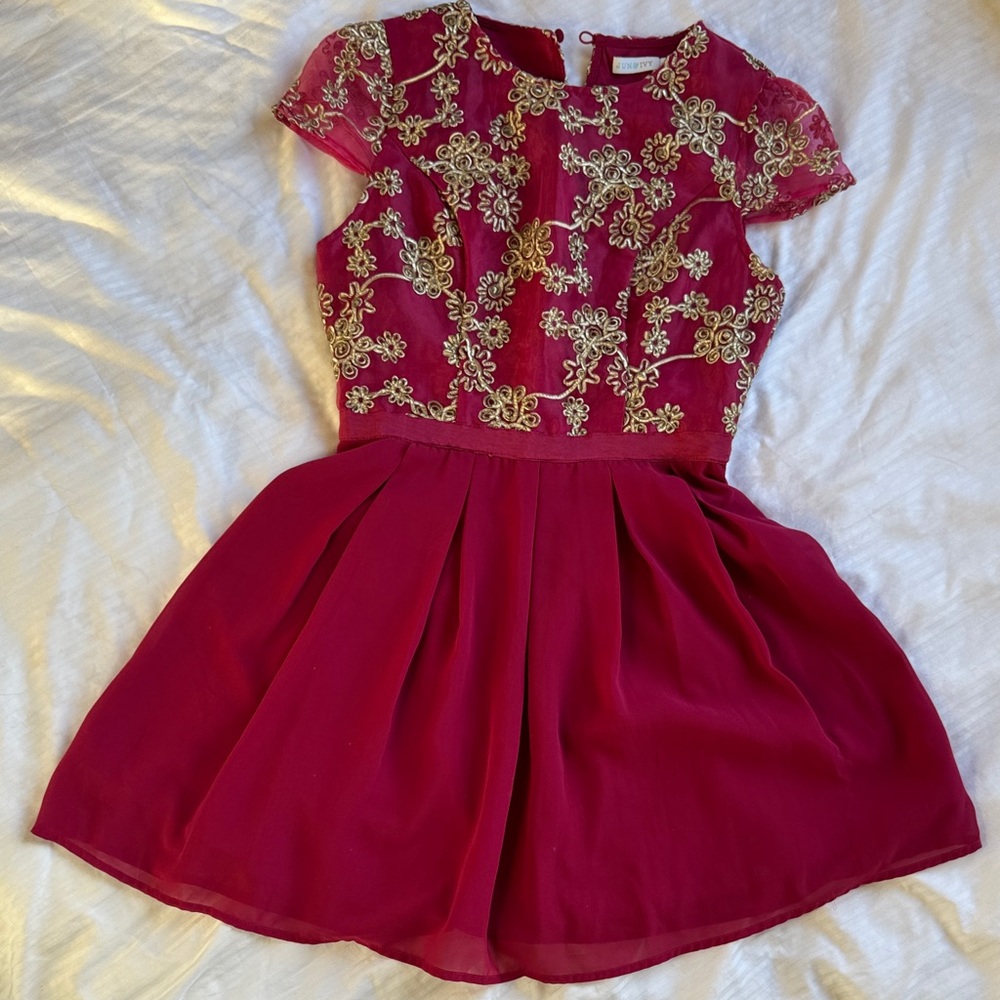Fuchsia and Gold Mini Dress